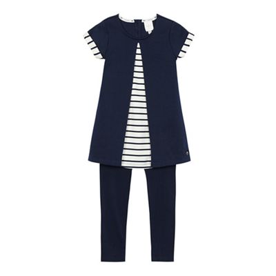 J by Jasper Conran Girls' navy pleated front top and leggings set